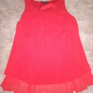Express Hi-Lo Pleated Back Cami, Red